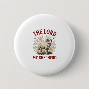 The Lord Is My Shepherd Vintage Sheep Shirt Design 6 Cm Round Badge