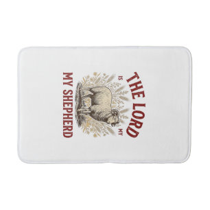 The Lord Is My Shepherd Vintage Sheep Shirt Design Bath Mat