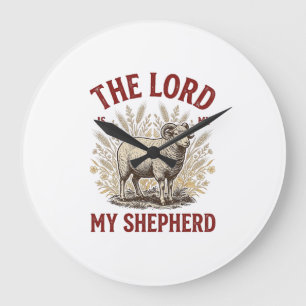 The Lord Is My Shepherd Vintage Sheep Shirt Design Large Clock