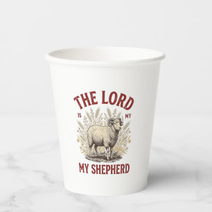 The Lord Is My Shepherd Vintage Sheep Shirt Design Paper Cups
