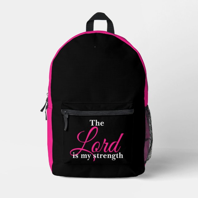 The Lord Is My Strength Printed Backpack (Front)