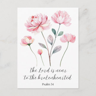 The Lord is near to the brokenhearted with flower Postcard