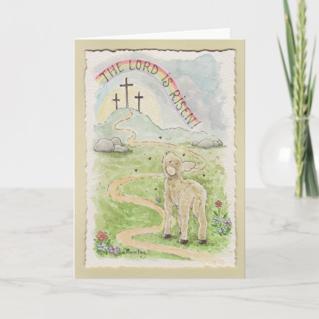 The Lord Is Risen Easter Card with Lamb (Front)