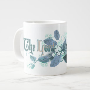 "The Lord is Risen" Vintage Easter Art light teal  Large Coffee Mug