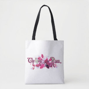 The Lord is Risen Vintage Easter Art Magenta Pink Tote Bag
