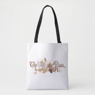 "The Lord is Risen" Vintage Easter Blossoms Giant  Tote Bag