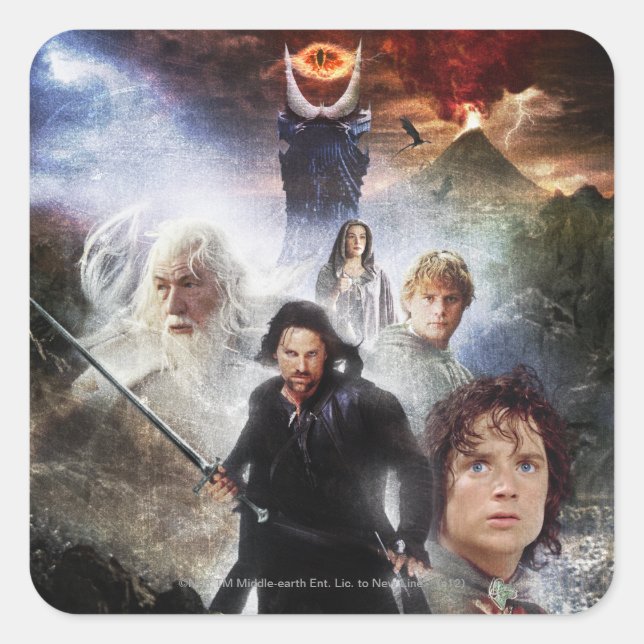 THE LORD OF THE RINGS Character Collage Square Sticker (Front)