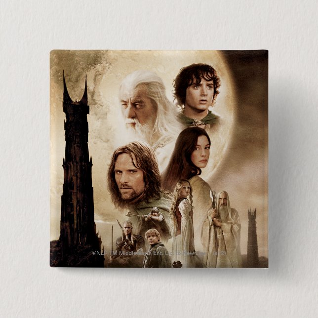 The Lord of the Rings: The Two Towers Movie Poster 15 Cm Square Badge (Front)