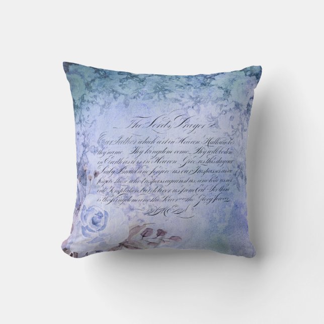 The Lord’s Prayer - Vintage Blue Cushion (Front)