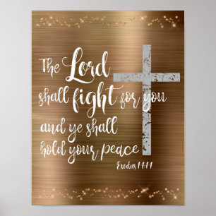 The Lord Shall Fight for you KJV Bible Verse Poster
