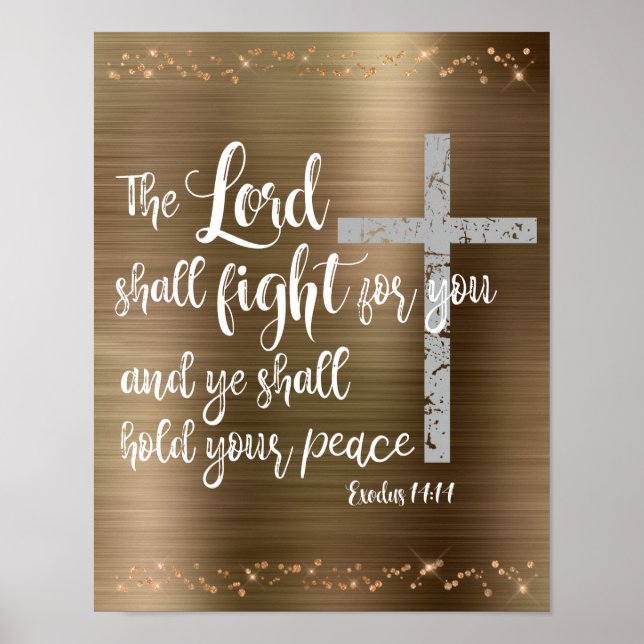 The Lord Shall Fight for you KJV Bible Verse Poster (Front)