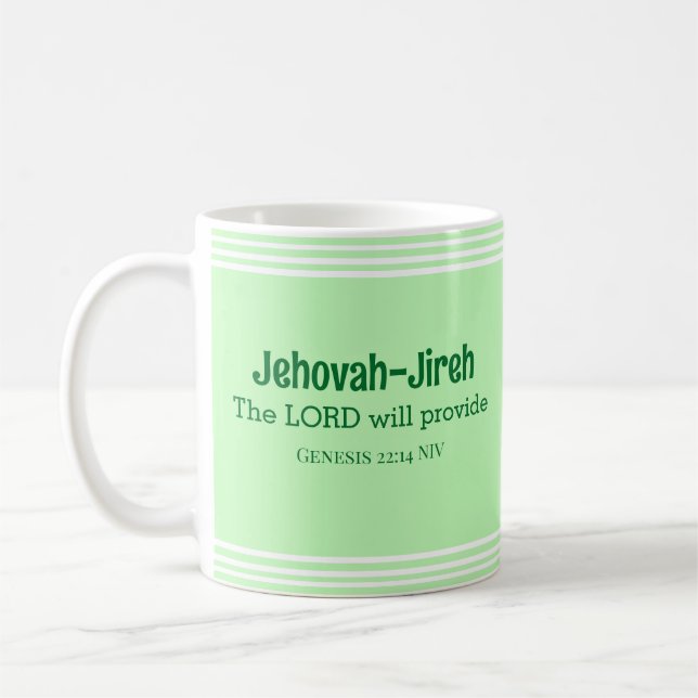 The Lord Will Provide Bible Verse Light Green Coffee Mug (Left)