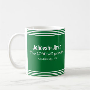The Lord Will Provide Bible Verse Striped Green Coffee Mug