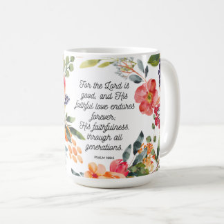 The Lord's Love Endures Psalm Bright Floral Mug