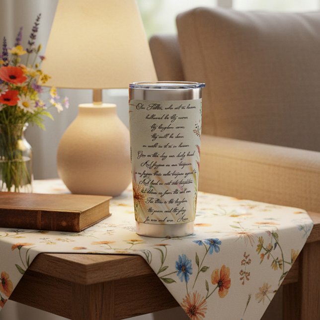 The Lord's Prayer boho floral Insulated Tumbler (Creator Uploaded)