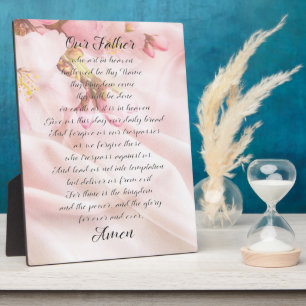 The Lord's Prayer Elegant Soft Pink Floral Gift Plaque