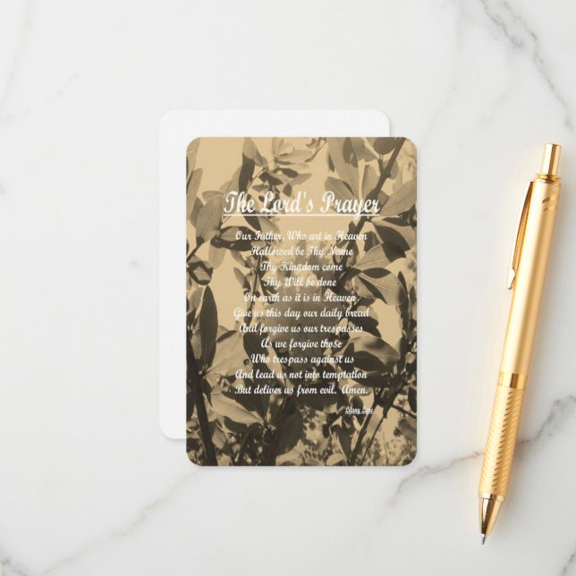 The Lords Prayer Enclosure Card (Front/Back In Situ)