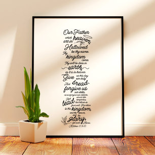 The Lord's Prayer Matthew 6:9-13 Bible Verse Photo Print