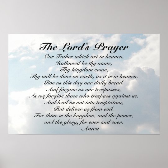 The Lord's Prayer, Matthew 6:9-13 Bible Verse Poster | Zazzle.co.nz