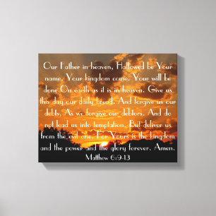 The Lord's Prayer on a beautiful sunset Canvas Print