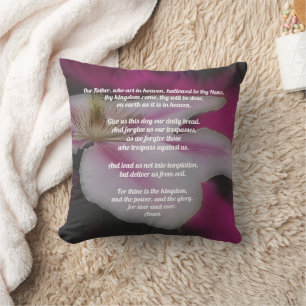 The Lord's Prayer Our Father Clematis Cushion