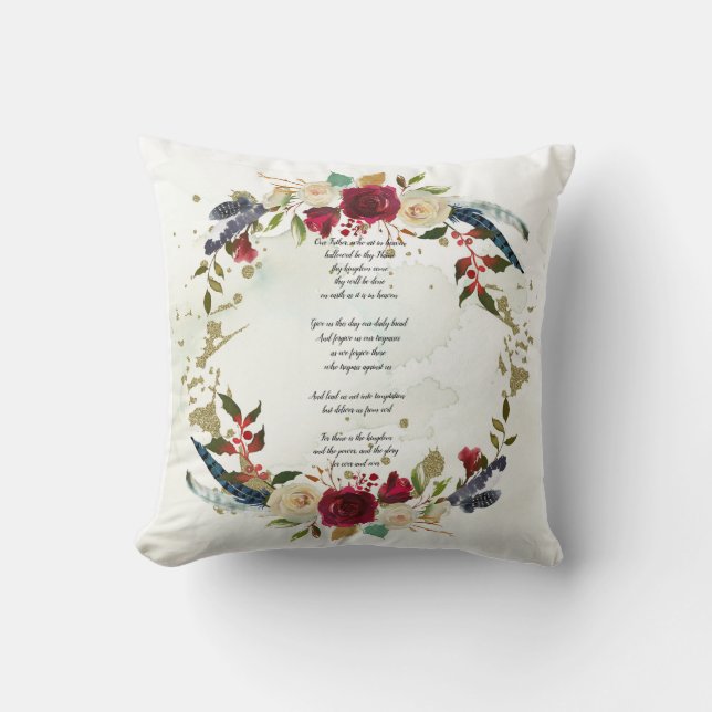 The Lord's Prayer Pillow, Bible Verse Cushion (Front)