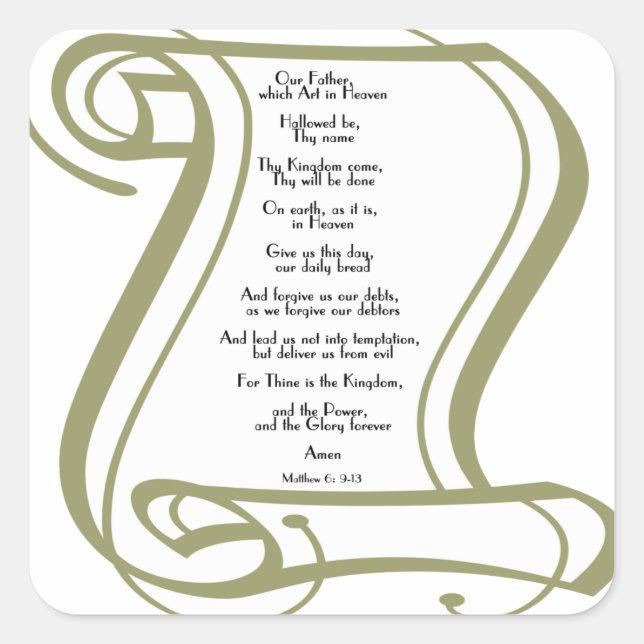 The Lords Prayer Square Sticker (Front)