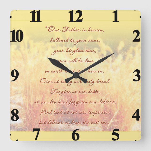 The Lord's Prayer Square Wall Clock (Front)