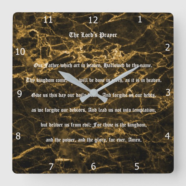 THE LORD'S PRAYER SQUARE WALL CLOCK (Front)
