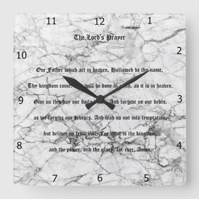 THE LORD'S PRAYER SQUARE WALL CLOCK (Front)