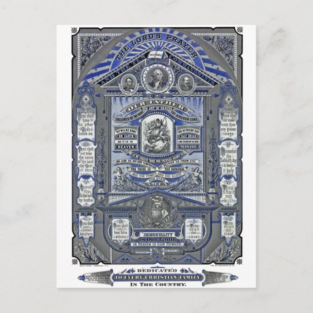 The Lord's Prayer vintage engraving Postcard (Front)