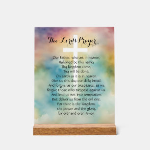The Lord's Prayer Watercolor Cross Acrylic Sign