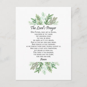 The Lord's Prayer with Greenery ~ Matthew 6:9-13 Postcard