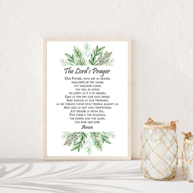 The Lord's Prayer with Greenery ~ Matthew 6:9-13 Poster (Creator Uploaded)