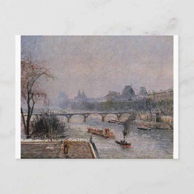 The Louvre, Morning, Snow Effect Camille Pissarro Postcard (Front)