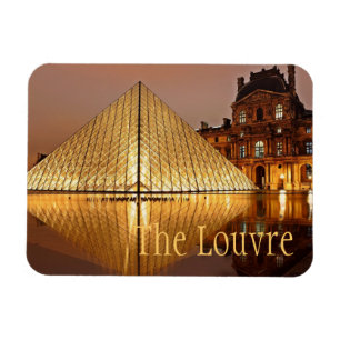The Louvre Museum at Night, Paris, France Magnet