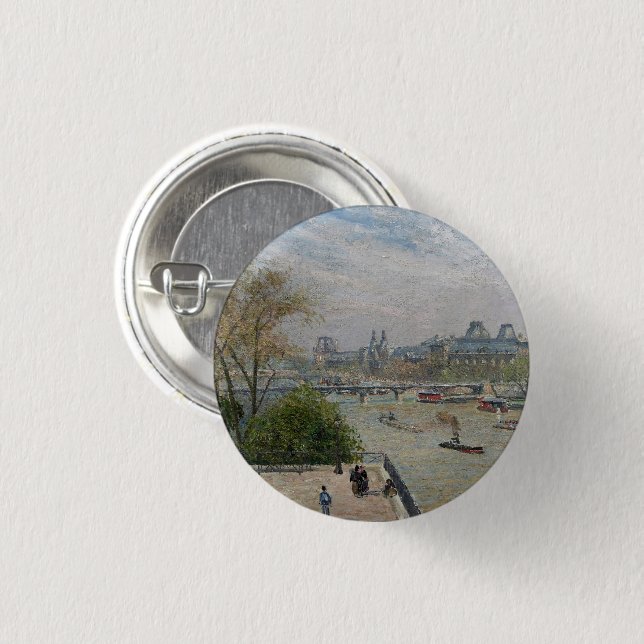 The Louvre, Spring  Camille Pissarro   3 Cm Round Badge (Front & Back)