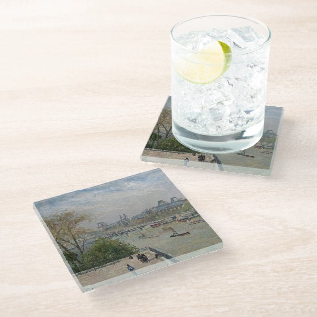 The Louvre, Spring  Camille Pissarro   Glass Coaster (Angled)