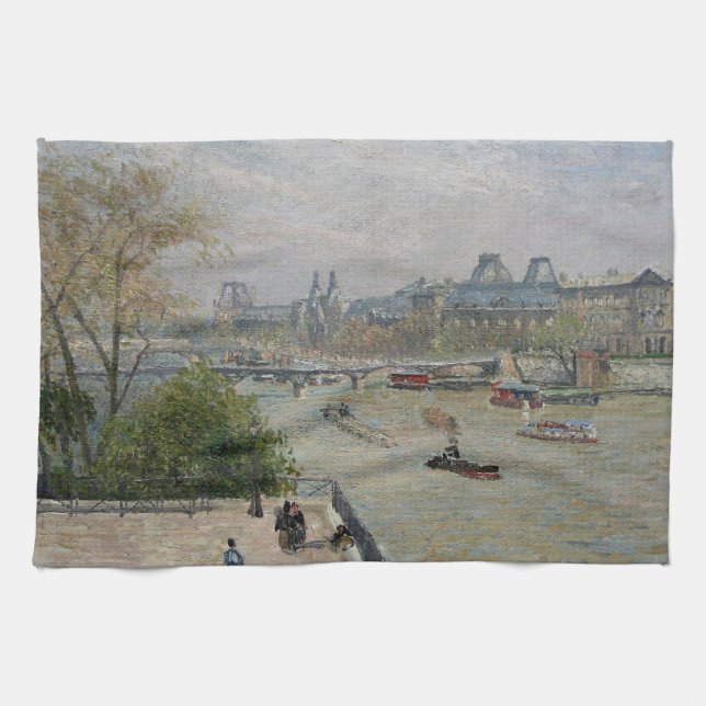 The Louvre, Spring  Camille Pissarro     Tea Towel (Horizontal)