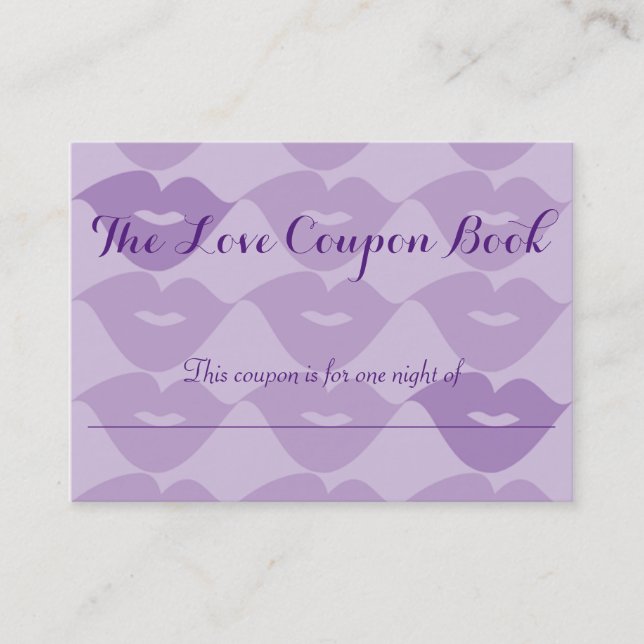 The Love Coupons Book Discount Card (Front)