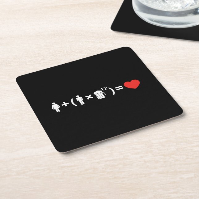The Love Equation for Men Square Paper Coaster (Angled)