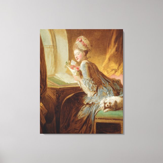 "The Love Letter" by Jean-Honoré Fragonard Rococo Canvas Print (Front)