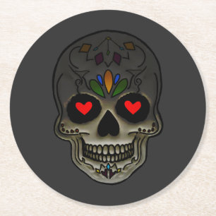 The Love Skull Round Paper Coaster