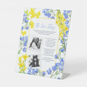 The love story wildflower wedding guest info pedestal sign