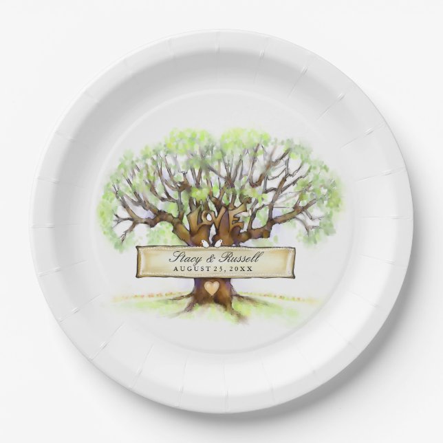 The Love Tree Wedding Customised Paper Plates (Front)