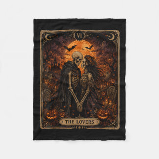 The Lovers Halloween Tarot Card Skeleton Couple Fleece Blanket