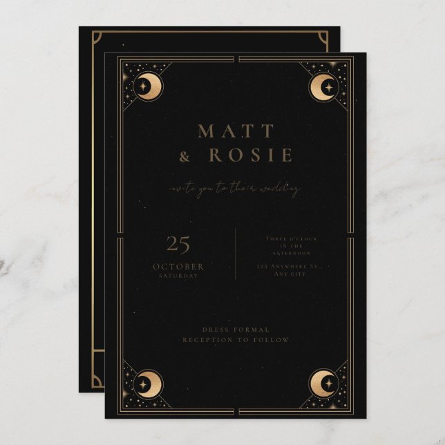 The Lovers Invite, Tarot Wedding Invitation (Front/Back)