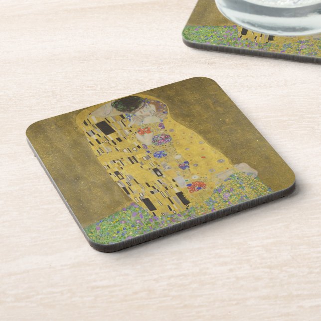 The Lovers Kissing Embrace by Gustav Klimt Coaster (Left Side)