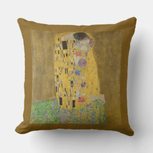 The Lovers Kissing Embrace by Gustav Klimt Cushion