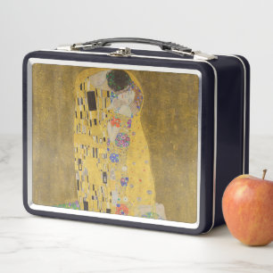 The Lovers Kissing Embrace by Gustav Klimt Metal Lunch Box